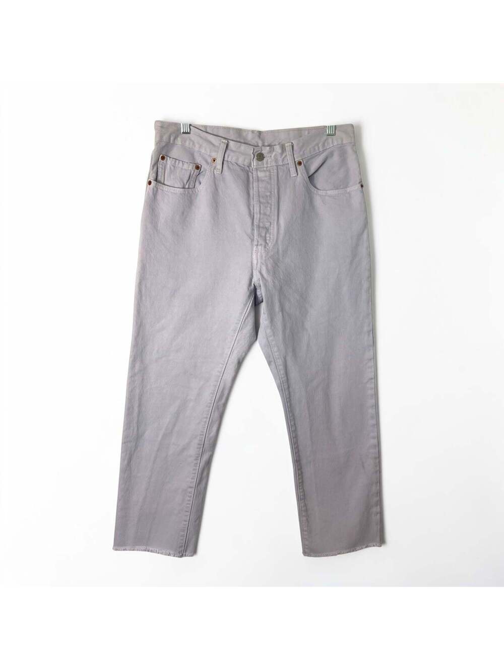Levi's 501 Lavender Cropped Jeans — Raw Hem, W32/L26ish